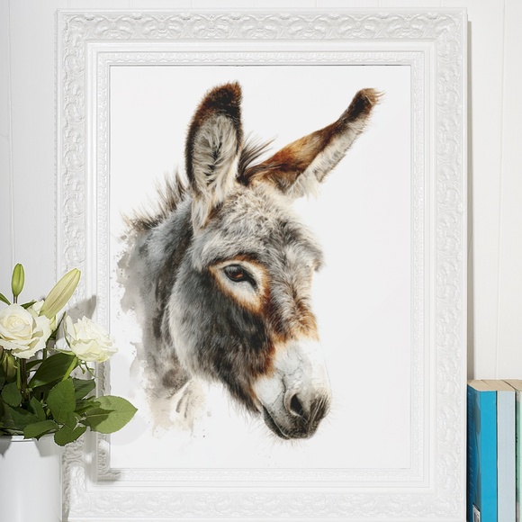 Watercolor Donkey Wall Art Print, Unframed - Charming Farmhouse Decor - Picture 6 of 6